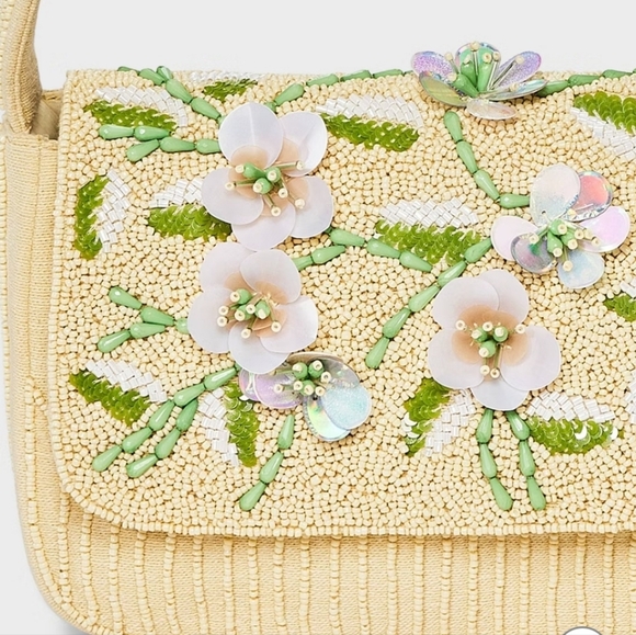 NEW NWT Floral Embellished Cream Handbag. - Picture 2 of 4